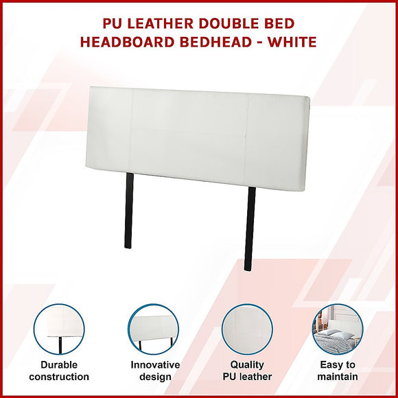 PU Leather Double Bed Headboard Bedhead - White