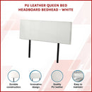 PU Leather Queen Bed Headboard Bedhead - White-3