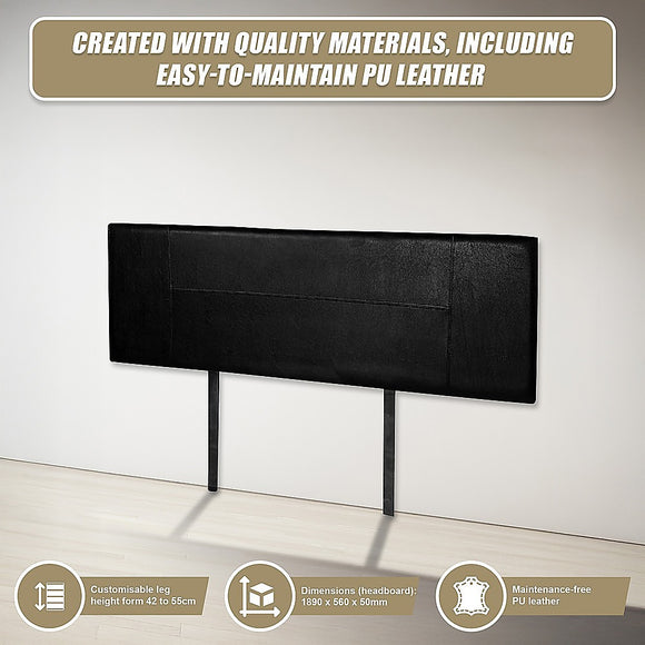 PU Leather King Bed Headboard Bedhead - Black