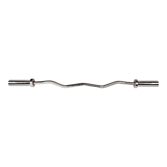 120cm Chrome Olympic EZ Curl Bar – Weightlifting Barbell for Home Gym Training