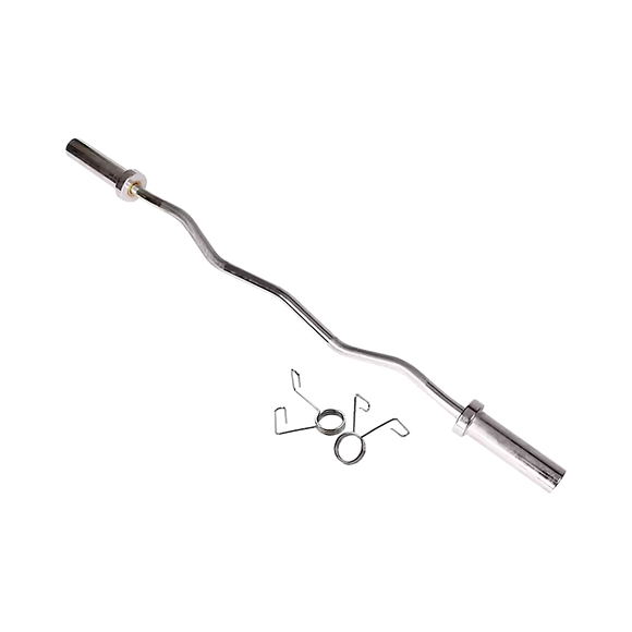 120cm Chrome Olympic EZ Curl Bar – Weightlifting Barbell for Home Gym Training