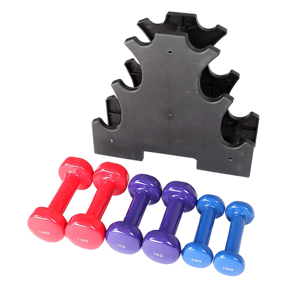 6-Piece Dumbbell Set with Storage Rack for Home Gym Training
