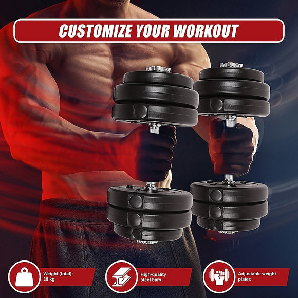 30KG Adjustable Dumbbell Set – Home Gym Weights for Strength & Fitness Training