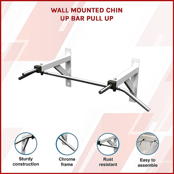 Wall Mounted Chin Up Pull Up Bar – Heavy Duty Home Gym Strength Training