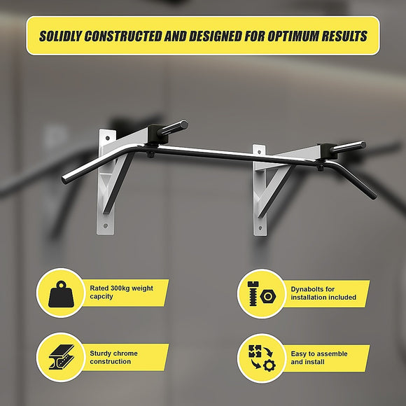 Wall Mounted Chin Up Pull Up Bar – Heavy Duty Home Gym Strength Training