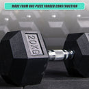 20KG Commercial Rubber Hex Dumbbell Gym Weight-7