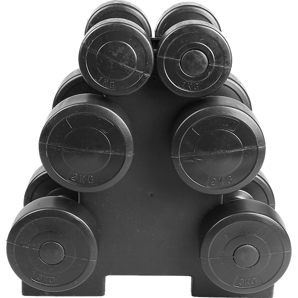 12kg Dumbbell Weights Set with Rack for Home Gym Training