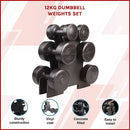12kg Dumbbell Weights Set with Rack for Home Gym Training-4