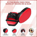 2 x Thai Boxing Punch Focus Gloves Kit Training Red & Black-3