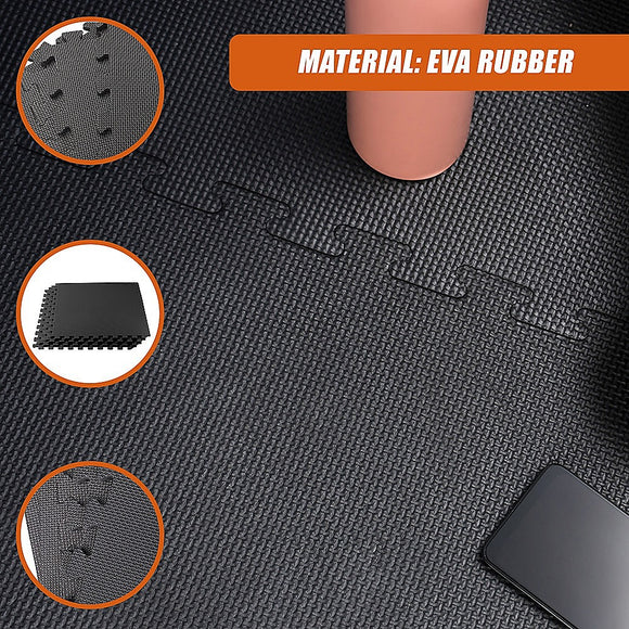 4 Tiles EVA Interlocking Gym Floor Mats – Home Fitness Puzzle Exercise Mat Set