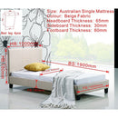 Single Linen Fabric Bed Frame Beige-6
