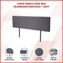 Linen Fabric King Bed Headboard Bedhead - Grey-3