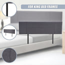 Linen Fabric King Bed Headboard Bedhead - Grey-9
