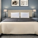 Linen Fabric King Bed Headboard Bedhead - Beige-2