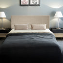 Linen Fabric Double Bed Headboard Bedhead - Beige-2