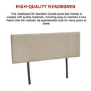 Linen Fabric Double Bed Headboard Bedhead - Beige-11