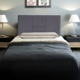 Linen Fabric Single Bed Headboard Bedhead - Grey - 0