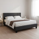 Double Linen Fabric Bed Frame Grey-2