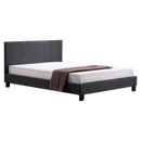 Queen Linen Fabric Bed Frame Grey-6