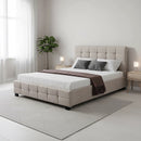 Linen Fabric Double Deluxe Bed Frame Beige-7
