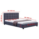 Linen Fabric Queen Deluxe Bed Frame Grey-7
