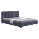 Linen Fabric King Deluxe Bed Frame Grey-3