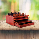 10 in 1 Wooden Chess Board Games Slide Out Checkers House Unit Set-5