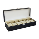 6 Slot Mens Watch Display Case Box Black PU Leather-1