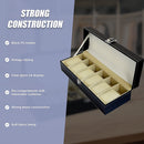 6 Slot Mens Watch Display Case Box Black PU Leather-9