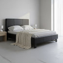 King Single PU Leather Bed Frame Black-5