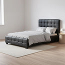 King Single PU Leather Deluxe Bed Frame Black-3