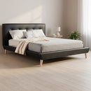 Double PU Leather Deluxe Bed Frame Black-2