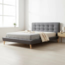 Queen Linen Fabric Deluxe Bed Frame Grey-7