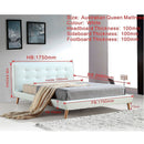 Queen PU Leather Deluxe Bed Frame White-10
