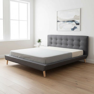 King Linen Fabric Deluxe Bed Frame Grey - 0