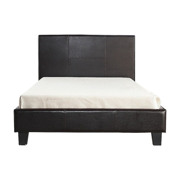 King Single PU Leather Bed Frame Brown