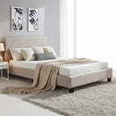 King Single Linen Fabric Bed Frame Beige-5