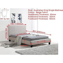 King Single Linen Fabric Bed Frame Beige-7