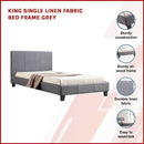 King Single Linen Fabric Bed Frame Grey-3