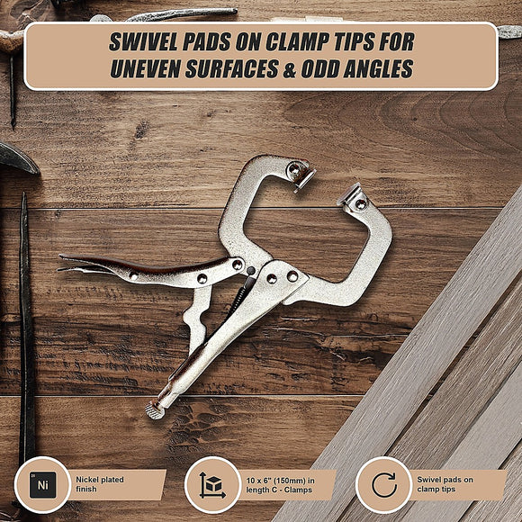 10pc Heavy Duty Steel C-Clamps 6" Mig Welding Locking Plier Vice Grip