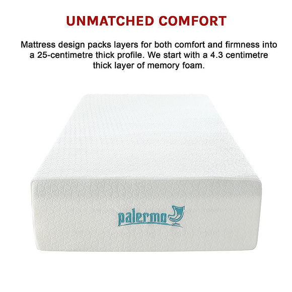 King Single 25cm Gel Memory Foam Mattress – Dual-Layered Comfort with CertiPUR-US® Certified Foam