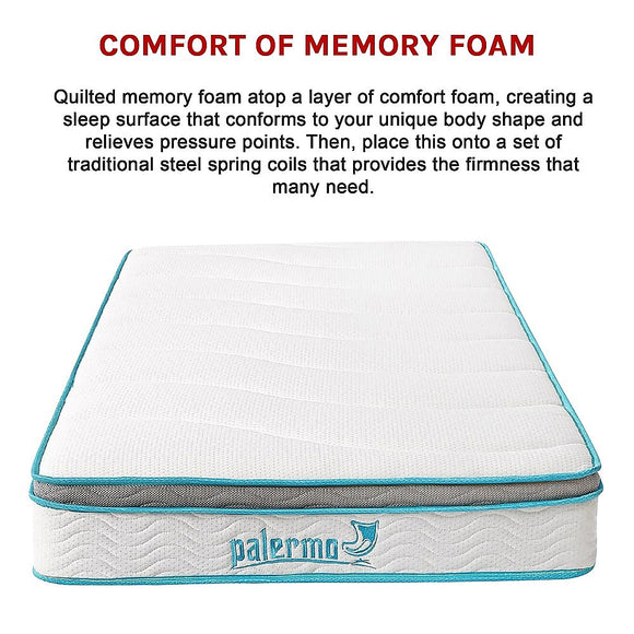 King Single 20cm Hybrid Mattress – Memory Foam and Innerspring Support