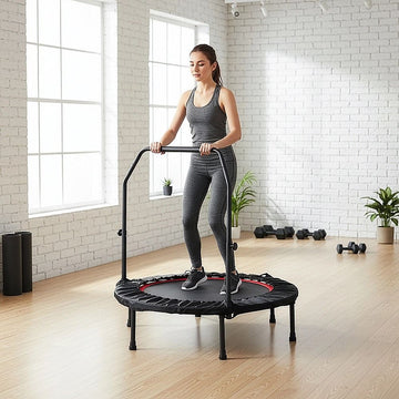 Mini Rebounder Trampoline with Adjustable Handle – Fitness Bounce Trainer - 0