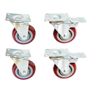 4 x 4" Heavy Duty PU Swivel Castor Wheels With Brake-1