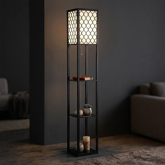 Shelf Floor Lamp - Shade Diffused Light Source with Open-Box Shelves