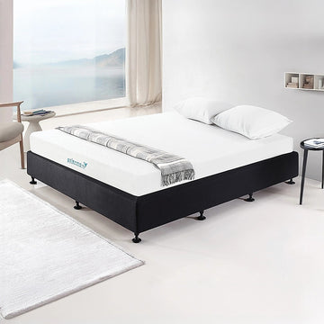 Palermo King Ensemble Bed Base Midnight Black Linen Fabric - 0
