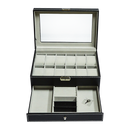 12 Grids Watch Display Case Leather jewellery Storage Box Organiser Lock Key-1