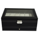 12 Grids Watch Display Case Leather jewellery Storage Box Organiser Lock Key-7