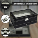 12 Grids Watch Display Case Leather jewellery Storage Box Organiser Lock Key-8