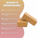 2 x Cork Yoga Block Set Natural Exercise Brick Support for Balance, Stretching and Stability-9